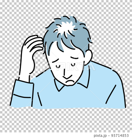 薄毛が気になって落ち込む男性 93714853