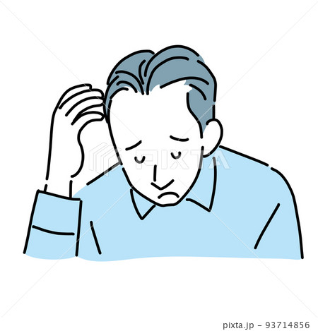 薄毛が気になって落ち込む男性 93714856