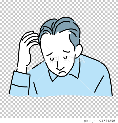 薄毛が気になって落ち込む男性 93714856