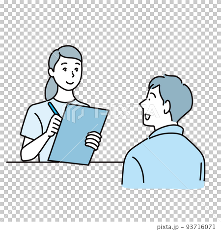 A man consulting a counselor at a men's... - Stock Illustration ...