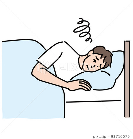 なかなか眠れない男性 93716079