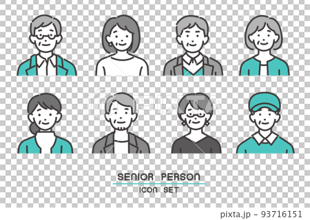 Simple and easy-to-use senior face icon vector illustration material / men and women / fashion / icon 93716151