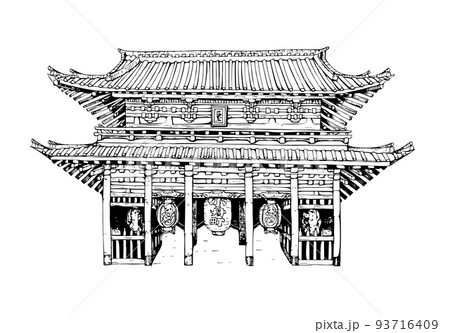 お寺の門のイラストのイラスト素材 [93716409] - PIXTA