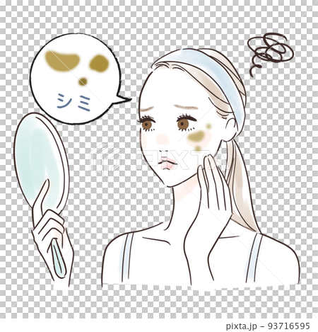 Illustration of a woman looking in the mirror 93716595