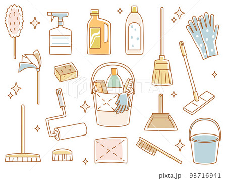 掃除道具のイラストセット 93716941