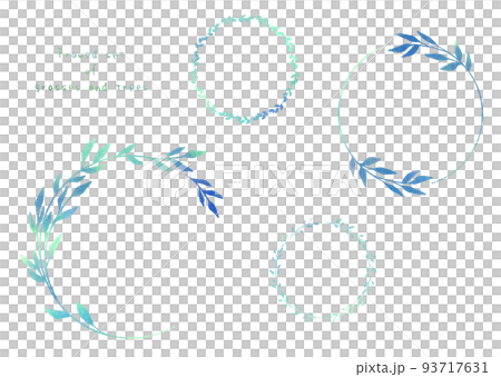 Frame set of watercolor leaves 93717631