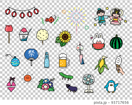 Summer motif various illustration set 93717656