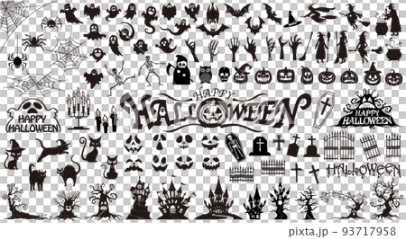 ハロウィン素材のシルエットイラストセット ハロウィン素材のシルエットイラストセット 93717958
