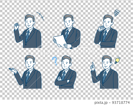 Middle-aged middle-aged man in a suit office worker businessman set illustration Middle-aged middle-aged man in a suit office worker businessman set illustration 93718774