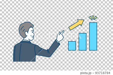 成績を伸ばす　説明する スーツ姿の男性　中年　ミドル　会社員　ビジネスマン　イラスト 93718784
