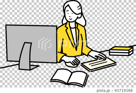 Illustration material of a woman working at a desk 93719166