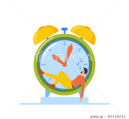 Procrastination, Overwork, Time Loosing, Burnout Symptom Concept. Lazy or Tired Overload Businessman Sleeping on Clock Procrastination, Overwork, Time Loosing, Burnout Symptom Concept. Lazy or Tired Overload Businessman Sleeping on Clock 93719231