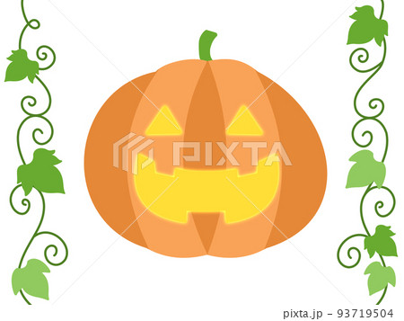 ハロウィンの光るカボチャとツタの素材 93719504