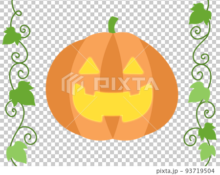 ハロウィンの光るカボチャとツタの素材 93719504