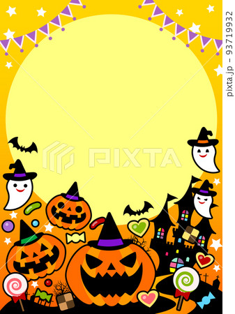 コミック風ハロウィン背景橙タテ 93719932