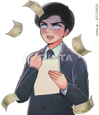 劇画漫画風・資金繰りが厳しいビジネスマンのイラスト 93720620