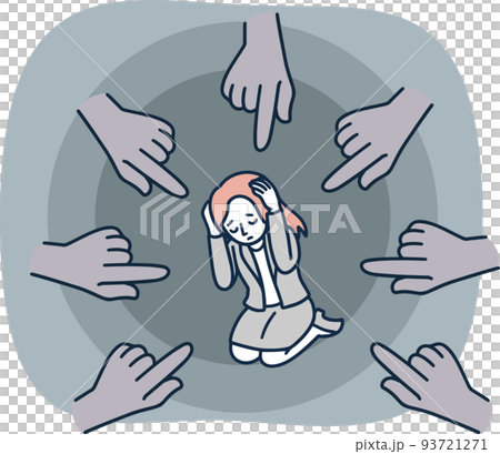 責任　不安に襲われる女性　シンプルイラスト 93721271