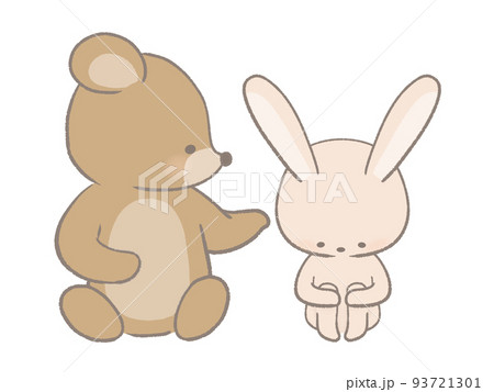 落ち込むウサギを慰めるクマのイラスト 93721301