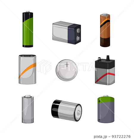 battery energy electric set cartoon vector illustration 93722276