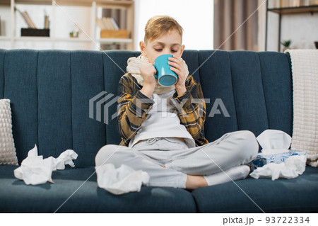 Tonsillitis, influenza, pandemy, illness and healthcare concept. Tonsillitis, influenza, pandemy, illness and healthcare concept. 93722334