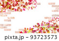 ナチュラルなレンガの壁を背景にしたオータムリーフの水彩イラスト。秋冬のボタニカル装飾フレーム。 93723573