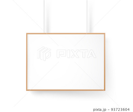 Wood frame on the wall 3d vector mockup Wood frame on the wall 3d vector mockup 93723604