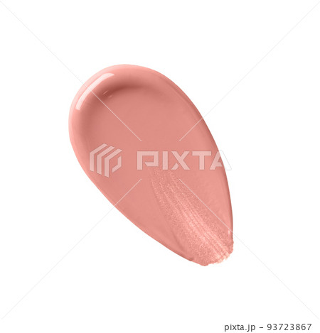 Liquid foundation smear isolated on white background. Ligh pink liquid foundation for your design. 93723867