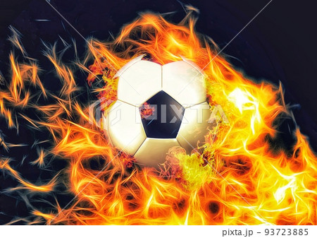燃える火炎のサッカーボール 93723885