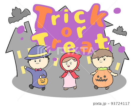 子供たちのゆるかわハロウィン(Trick or Treat・紫) 93724117