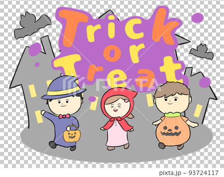 子供たちのゆるかわハロウィン(Trick or Treat・紫) 93724117