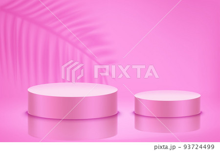 Clean interior with podiums and shadow of a plant. Vector 3d showcase 93724499