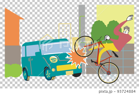 A man involved in a car and bicycle accident illustration material A man involved in a car and bicycle accident illustration material 93724884