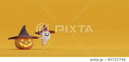 ジャック・オー・ランタンとゴースト / コピースペースのあるハロウィーン素材 93725746