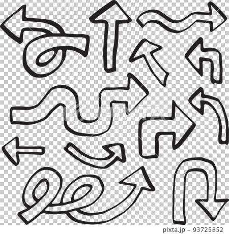 Hand-drawn wind arrow line drawing illustration icon set material (transparent background) 93725852