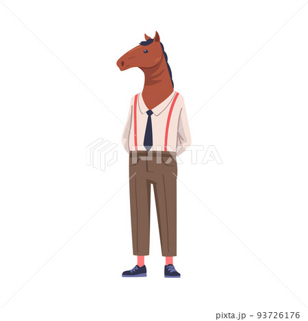 Horse as Animal Office Employee Wearing Formal Corporate Suit Standing Vector Illustration 93726176
