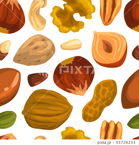 Nuts with Cashew and Almond Vector Seamless Pattern Template Nuts with Cashew and Almond Vector Seamless Pattern Template 93726233
