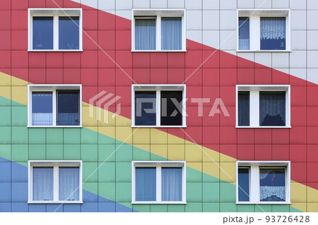 Colored facade of a building in Lichtenberg, Berlin, Germany Colored facade of a building in Lichtenberg, Berlin, Germany 93726428