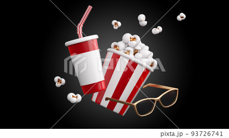 3d cinema, movie, film, entertainment concept background in trendy plastic colors. High quality isolated render 93726741