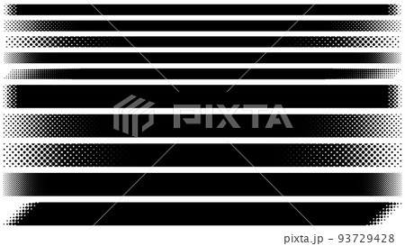 黒い横長のドットグラデーションのフレームセット 93729428