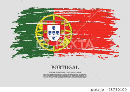 Portugal flag with brush stroke effect and information text poster, vector 93730100