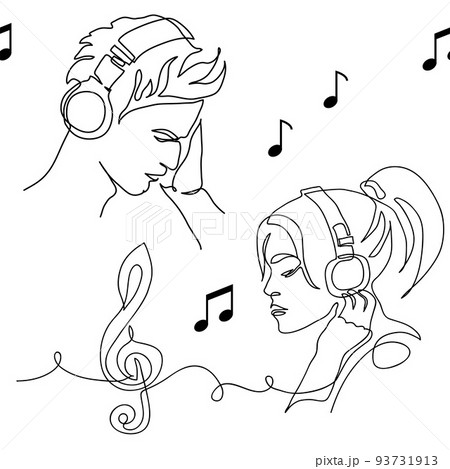 Girl Listening To Music Drawing Images  Free Download on Freepik