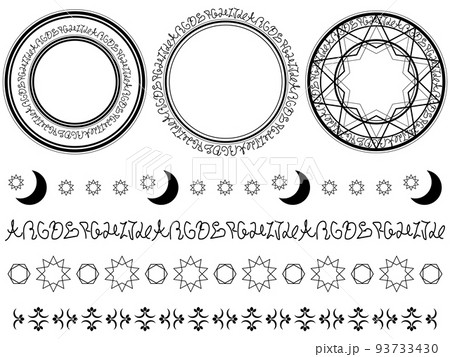 魔法陣の飾り罫セット3　ブラック 93733430