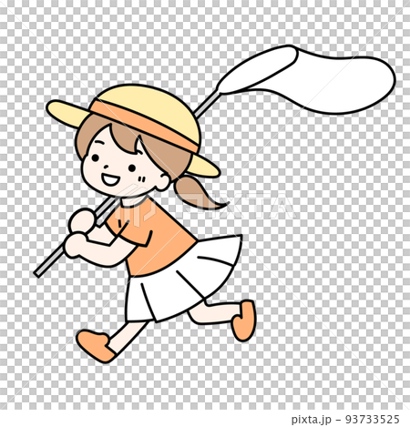 虫取りする女の子のイラスト 93733525