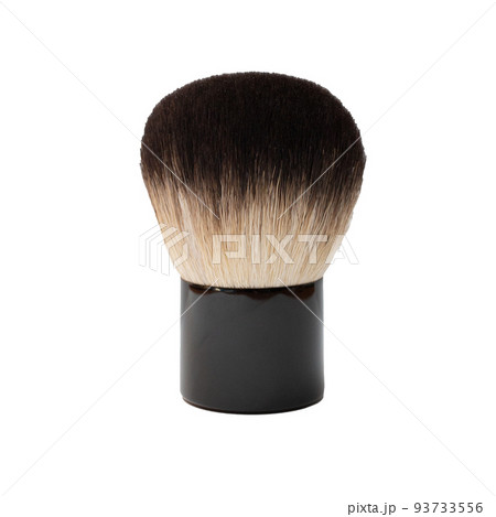 Short makeup brush on a white background. isolated. Cosmetic brush black-violet. Clipping path. Travel size. Short makeup brush on a white background. isolated. Cosmetic brush black-violet. Clipping path. Travel size. 93733556