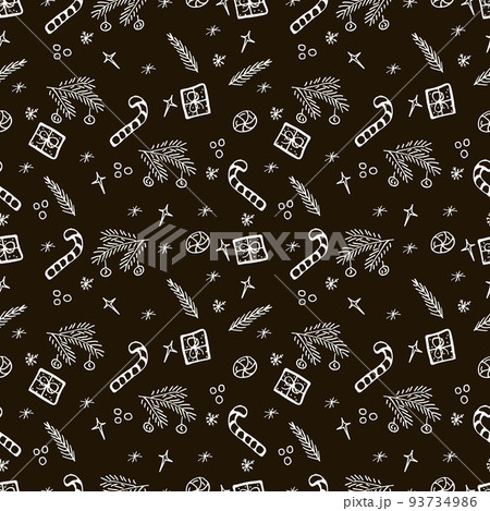 Vector Christmas seamless pattern with hand...のイラスト素材 [93734986] - PIXTA