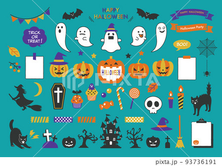 ハロウィンのイラスト素材のセット 93736191