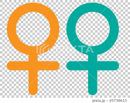 Gender mark, two female symbols side by side, lesbian, color design Gender mark, two female symbols side by side, lesbian, color design 93736615
