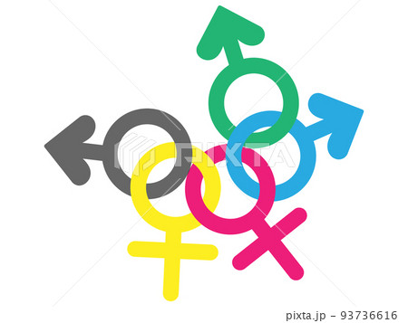 性別マーク、重なったデザイン、ポリアモリー、ノン・モノガミー 性別マーク、重なったデザイン、ポリアモリー、ノン・モノガミー 93736616