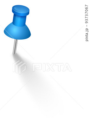 Blue board pin. 3d push tack with realistic shadow - Stock Illustration