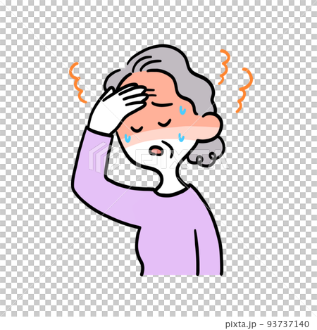 An elderly woman who seems to have a high fever An elderly woman who seems to have a high fever 93737140